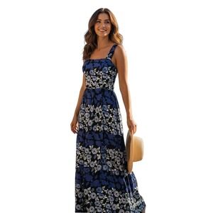 Maeve Blue Floral Midi Dress